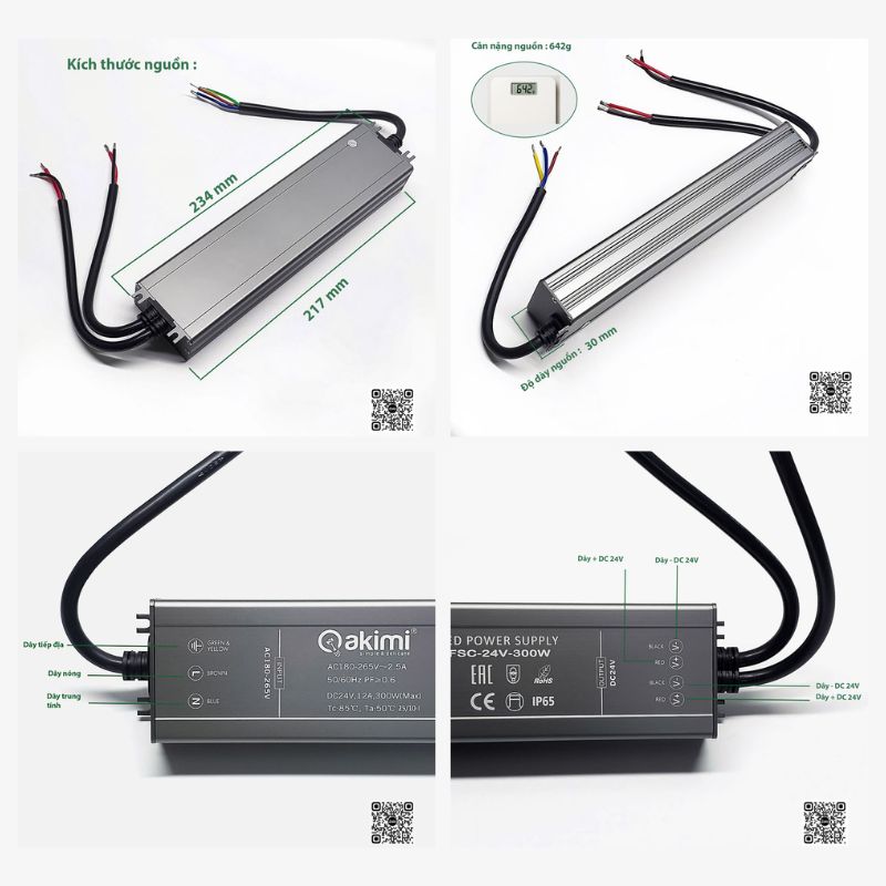 Nguồn ngoài trời 300W IP65 DC24V | Akimi